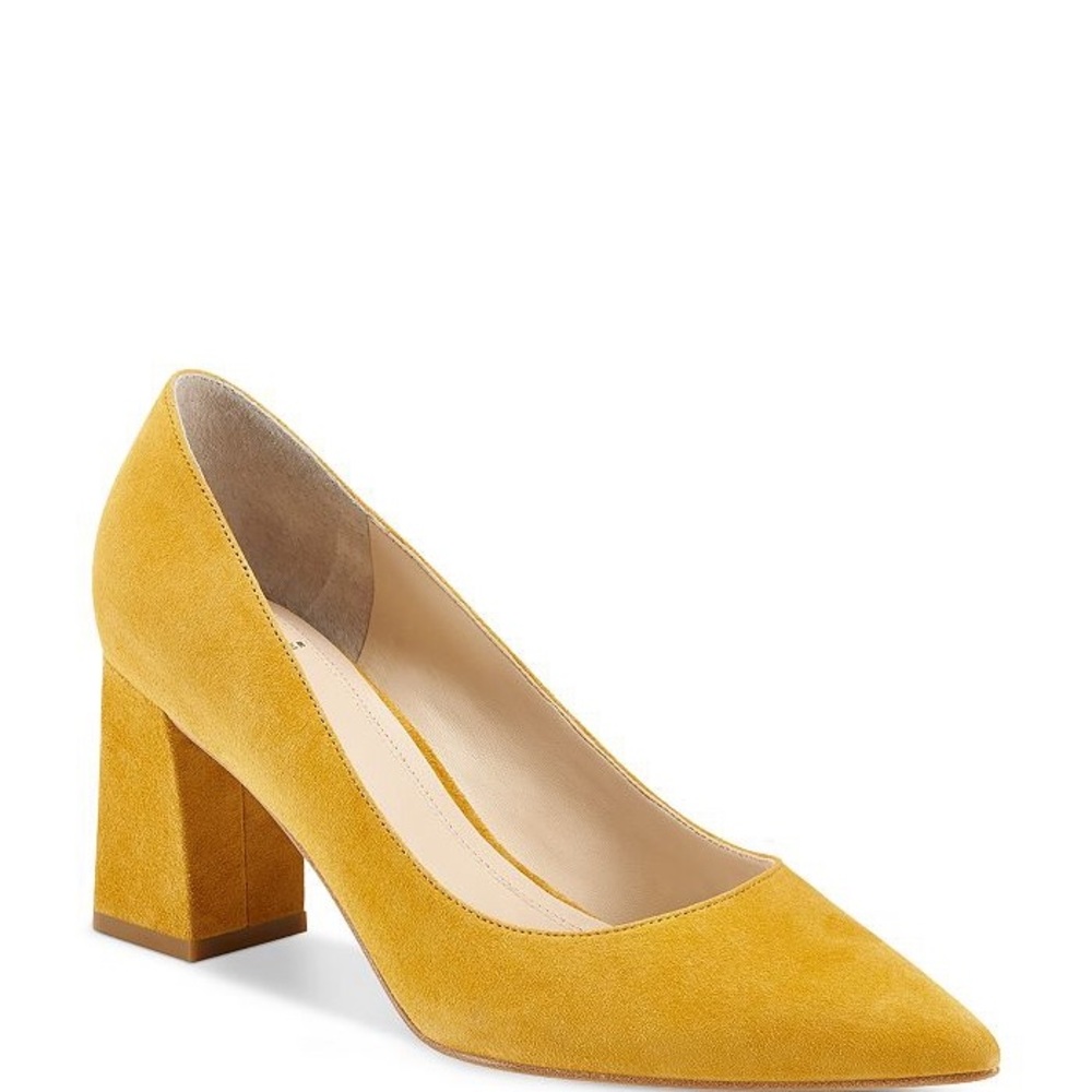 Marc Fisher Suede Yellow Block Heel Pumps